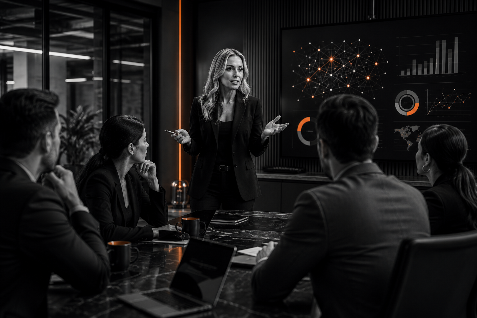 Ania Alexakos presenting a growth strategy to a business team